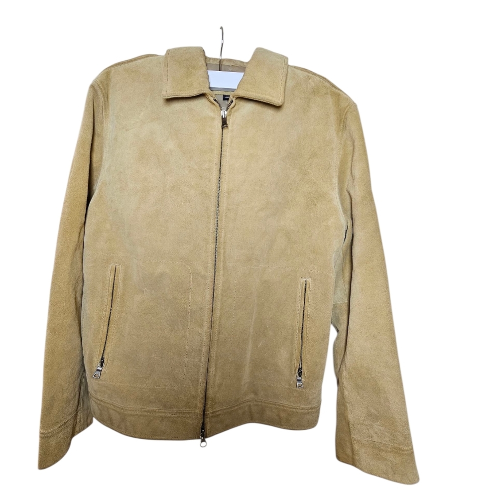 Banana Republic Y2K 2000 Trucker Leather Suede‎ Jacket Cold Protection Beige M